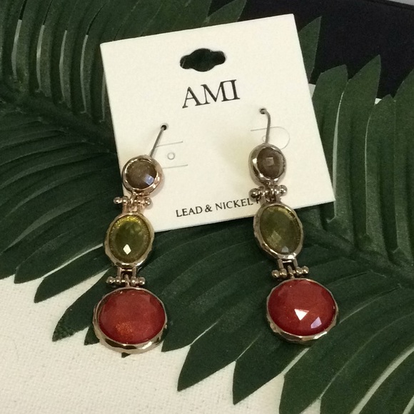 3 Bead Dangle Earrings - Picture 2 of 6